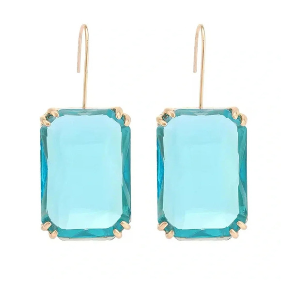 Anthropologie Jewelry - Anthropologie Aquamarine Blue and gold vintage inspired drop earrings